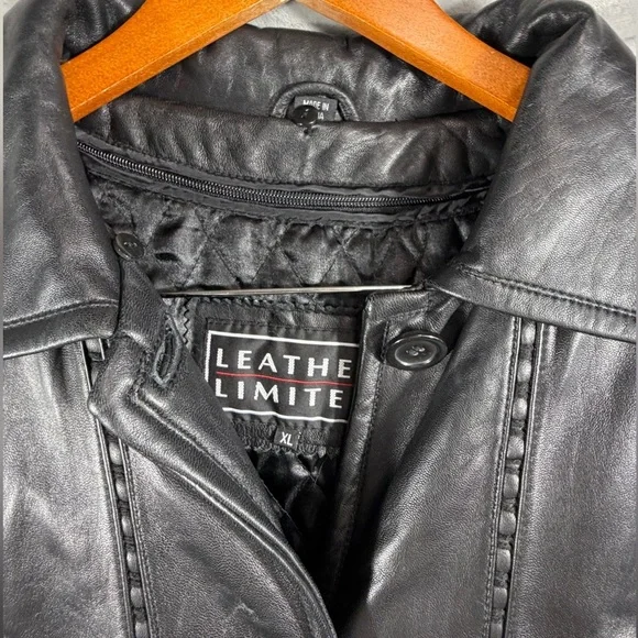 Leather Limited Black 100% Leather Coat XL Mink Trim Zip Out Liner jacket